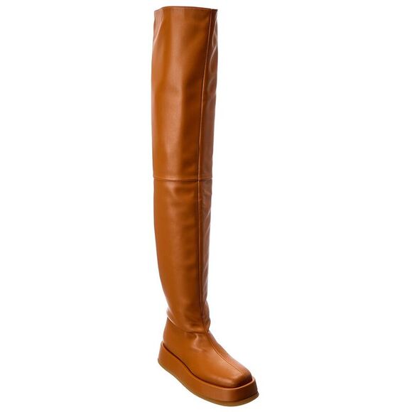 Gia Borghini X Rhw Rosie 10 Leather Thigh-High Boot, Brown - Picture 1 of 5